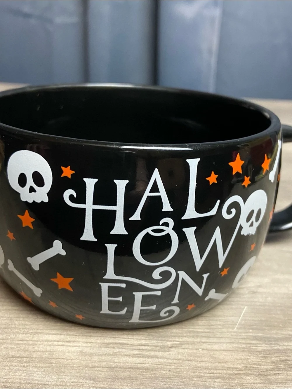 Holiday Home Halloween‎ Skull & Bones Black Ceramic Mug